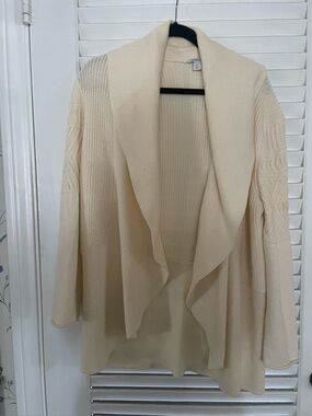 Sundance Cream Open-Front Draped Cardigan